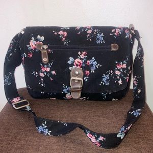 Black Floral Crossbody Purse